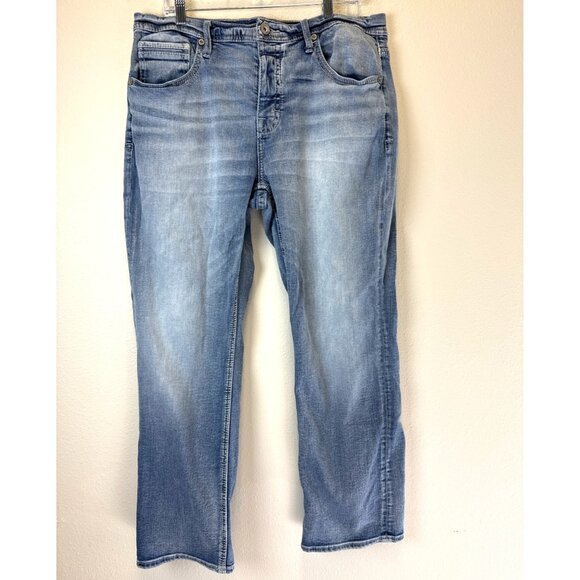 BKE Button Fly Tyler Straight Blue Jeans 36x30 Stretch Light Wash Comfort Cowboy - Picture 1 of 10